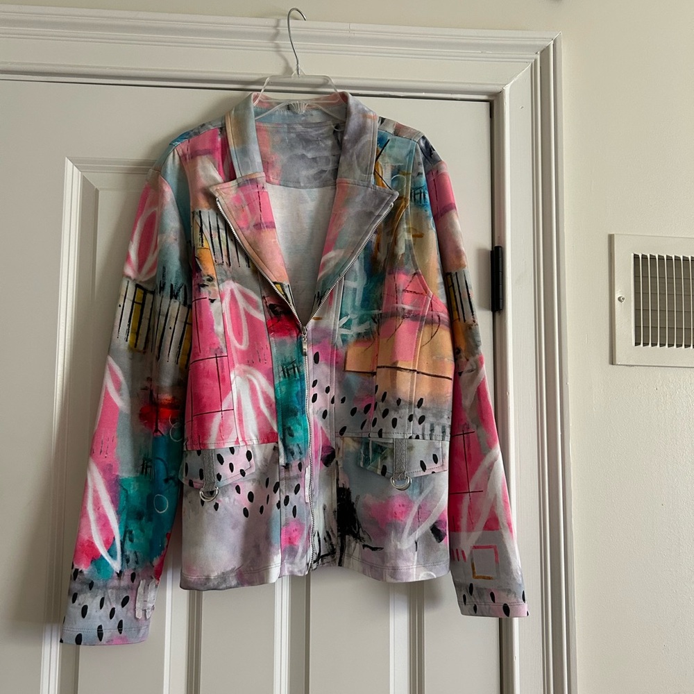 Colorful Abstract Women's Jacket - Picture 2 of 8